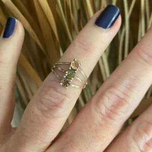 Natural Multi Tourmaline Solid Sterling Silver Ring Size 6